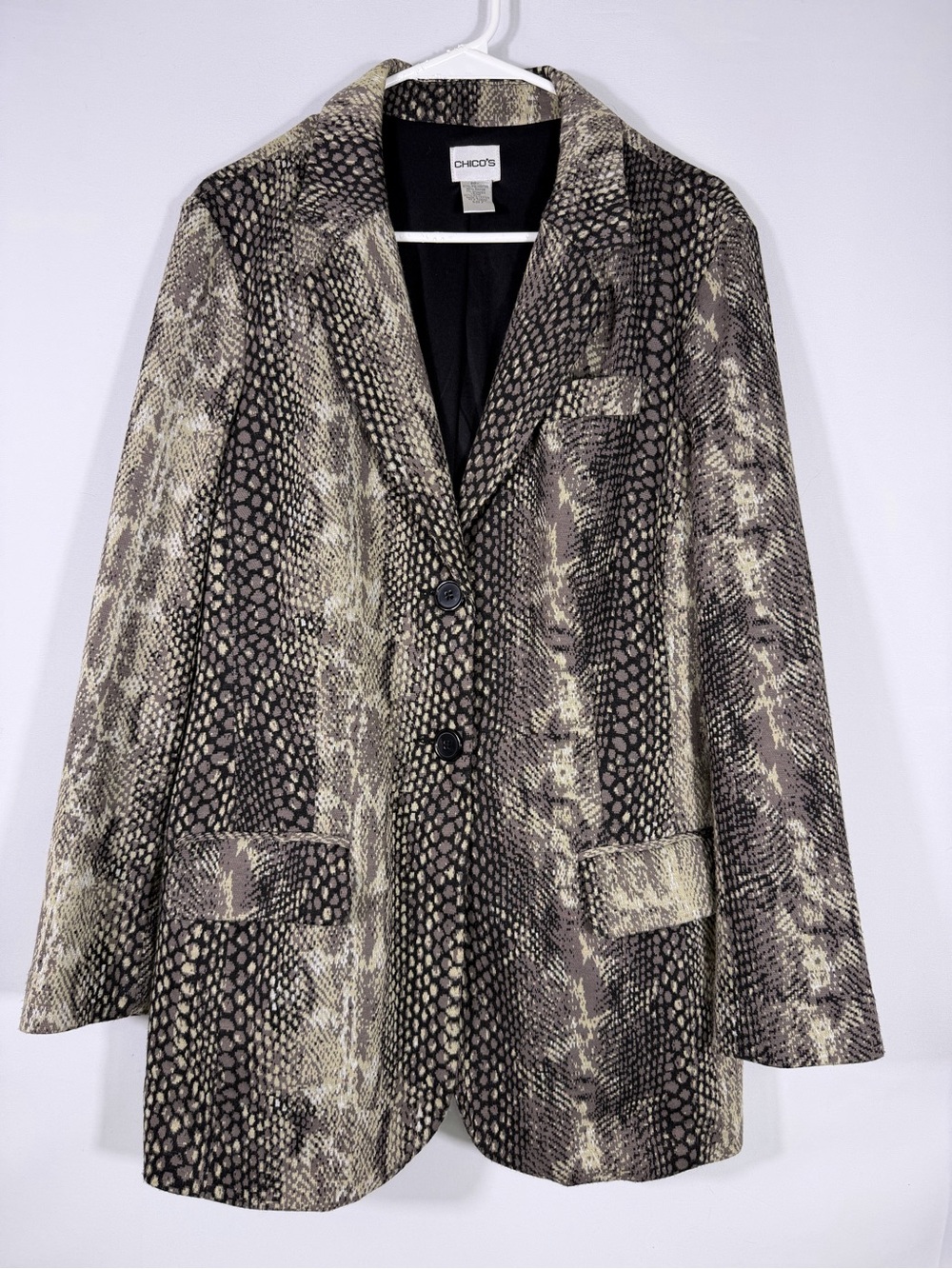 Chico’s Snake Print Longline Blazer Jacket Size Large